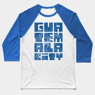 Guatemala Map Typography - Blueprint Baseball T-Shirt